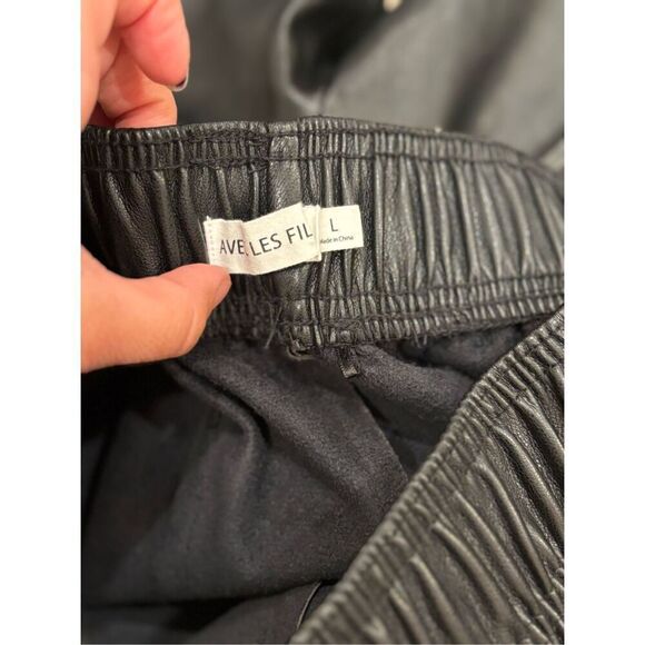 Avec Les Filles Women's Faux Leather Lined Ankle Zip Jogger Pants Black Large - Picture 8 of 9